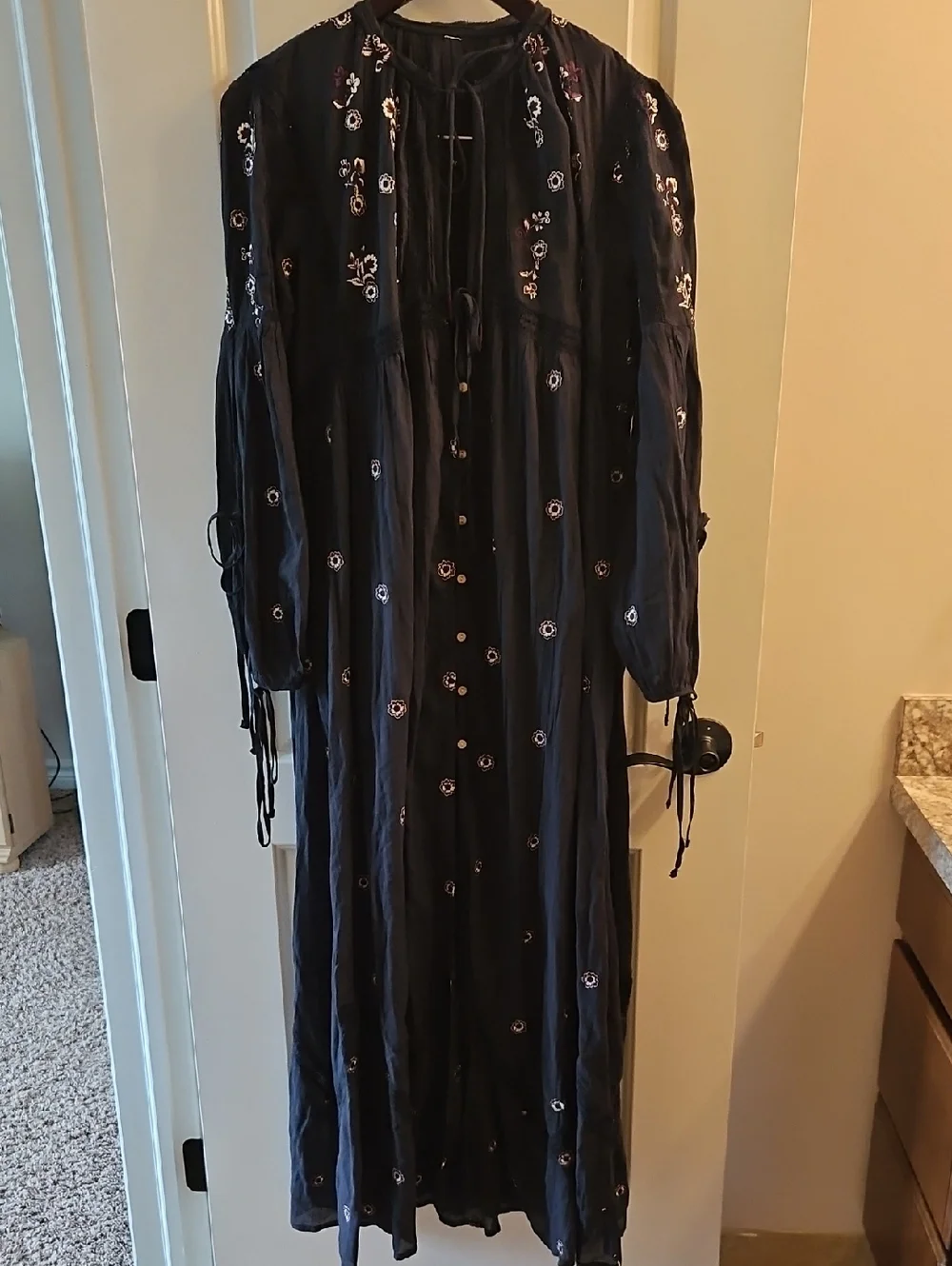 Free People Intimately Black Floral Chasing Spring Maxi Bodysuit, M, Embroidered - Picture 5 of 16